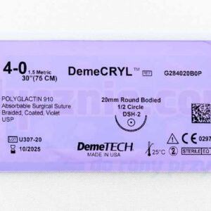 Sutură chirurgicală DEMECRYL (absorbabilă) 4/0 75cm violet cu ac rotunjit 1/2 20mm DEMETECH 1 buc